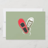 ガーリーシューズ図解入りの、写真付きの結婚&スニーカー(迷彩柄) 招待状 (裏面)