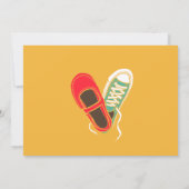 ガーリーシューズ&スニーカー図解入りの、写真付きのズ結婚イエロー 招待状 (裏面)