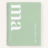 ガーリーシンプルグリーンモノグラムスクール ノートブック (正面)