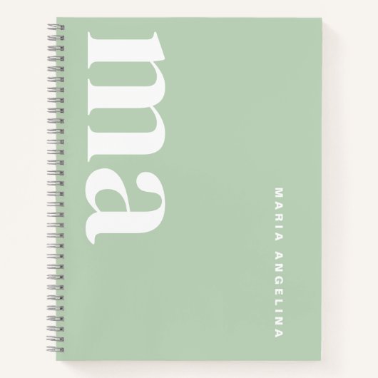 ガーリーシンプルグリーンモノグラムスクール ノートブック (正面)