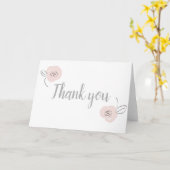 ガーリーシンプル花グレーとライトピンク カード (黄色い花)