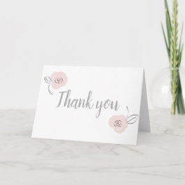 ガーリーシンプル花グレーとライトピンク カード