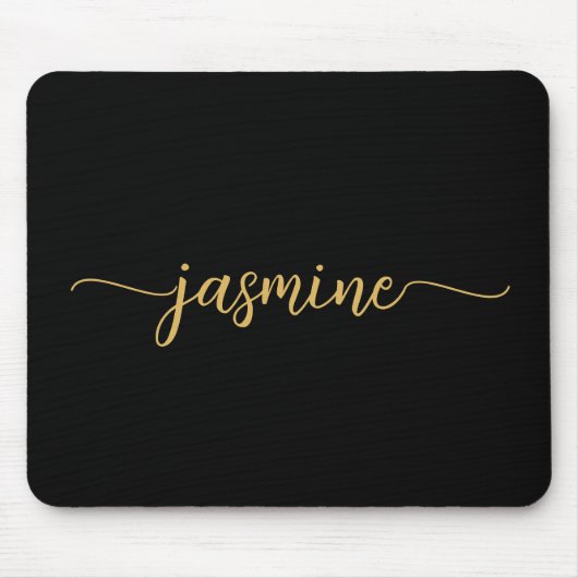 ガーリーシンプル黒金ゴールドパーソナライズされたモノグラム マウスパッド (正面)