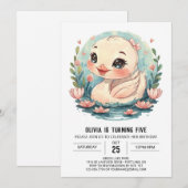 ガーリースお洒落ワンバード誕生日 招待状 (正面/裏面)