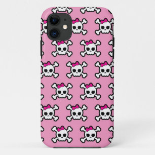 ガーリースカルとクロスボーンズのパンク模様 iPhone 11 ケース
