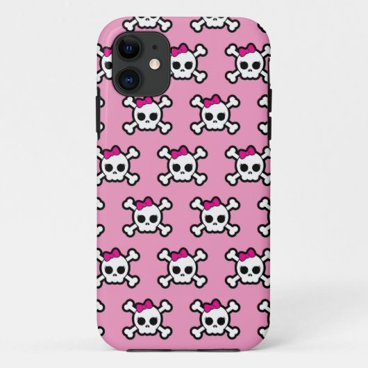ガーリースカルとクロスボーンズのパンク模様 Case-Mate iPhoneケース (裏面)