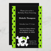 ガーリースカルグリーン誕生日招待状 招待状 (正面/裏面)