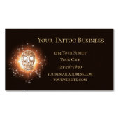 ガーリースカルゴシックカッコいい金ゴールドグリッター金属 マグネット名刺 (正面)