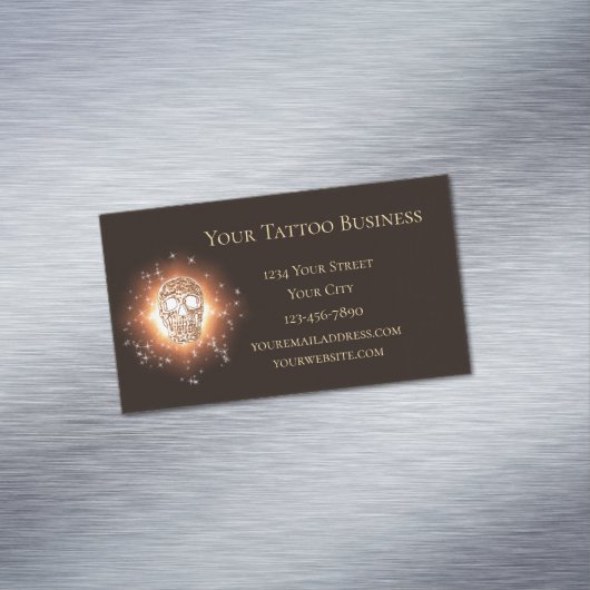 ガーリースカルゴシックカッコいい金ゴールドグリッター金属 マグネット名刺 (インサイチュ)