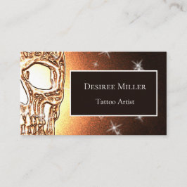 ガーリースカルゴシックカッコいい金ゴールドグリッター金属 名刺
