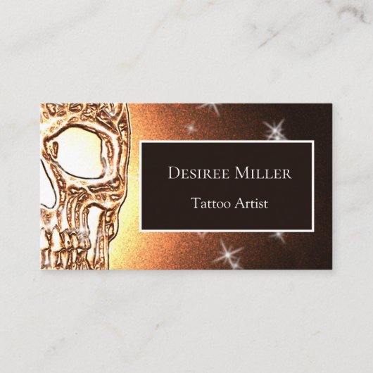 ガーリースカルゴシックカッコいい金ゴールドグリッター金属 名刺 (正面)