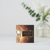 ガーリースカルゴシッククール金ゴールドグリッター金属 スクエア名刺 (スタンド正面)