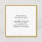 ガーリースタイリッシュファッション金ゴールドグリッター+白四角 スクエア名刺 (裏面)