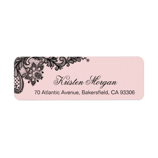 ガーリースタイリッシュ赤面ライトピンクとブラックレース ラベル (正面)