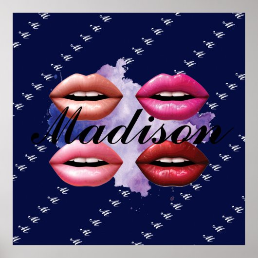 ガーリースタイルリップ美しいカスタムパーソナライズされた ポスター (正面)