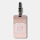 ガーリーストライプのグラデーションモノグラムパーソナライズされた ラゲッジタグ (正面縦)