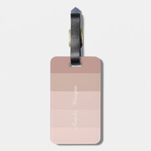 ガーリーストライプのグラデーションモノグラムパーソナライズされた ラゲッジタグ (裏面縦)