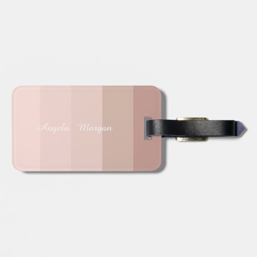 ガーリーストライプのグラデーションモノグラムパーソナライズされた ラゲッジタグ (裏面横)