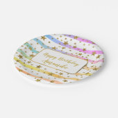 ガーリーストライプ星パーソナライズされた ペーパープレート (アングル)