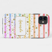 ガーリーストライプ星パーソナライズされた Case-Mate iPhoneケース (裏面(横))