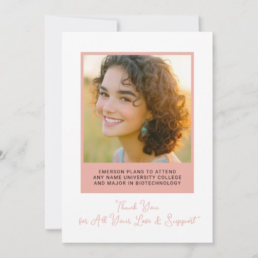 ガーリータイポグラフィ手描き卒業写真 案内状 (裏面)