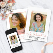 ガーリータイポグラフィ手描き卒業写真 案内状