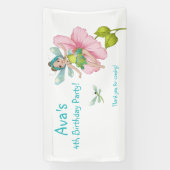 ガーリーターコイズグリーンピンクトンフライ誕生日 横断幕 (縦)