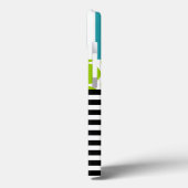 ガーリーターコイズグリーンブラックモノグラストライプム Case-Mate iPhoneケース (裏面 / 左)