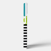 ガーリーターコイズグリーンブラックモノグラストライプム Case-Mate iPhoneケース (裏面 / 右)