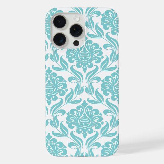 ガーリーターコイズダマスク模様 iPhoneケース (裏面)