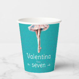 ガーリーターコイズツュエレガントバレリーナ誕生日 紙コップ