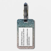 ガーリーターコイズブルーシルバーグラデーショングリッタースパークレス ラゲッジタグ (裏面縦)