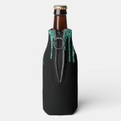 ガーリーターコイズ滴下グリッターモノグラム名 ボトルクーラー (ボトル裏面)