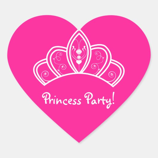 ガーリーティアラクラウン付きホットピンクプリンセスパーティー ハートシール (正面)