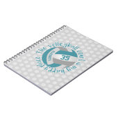 ガーリーティール(緑がかった色)グレーバレーボールのコート私の幸せな場所 ノートブック (左側)