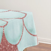ガーリーティール（緑がかった色）ピンクグリッター水彩人魚はかりで測 テーブルクロス (インサイチュ)