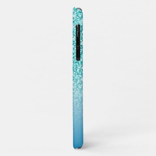 ガーリーティール(緑がかった色)フェイクグリッターモノグラム名パーソナライズされた Case-Mate iPhoneケース (裏面/左)