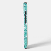 ガーリーティール(緑がかった色)緑銀グリッター葉モノグラム Case-Mate iPhoneケース (裏面 / 左)