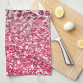 ガーリートレンディーバブルガムピンクレオパードアニマルプリント キッチンタオル (四つ折り)