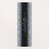 ガーリートレンディーメタリック銀グリッタースクリプト名 ヨガマット (裏面)