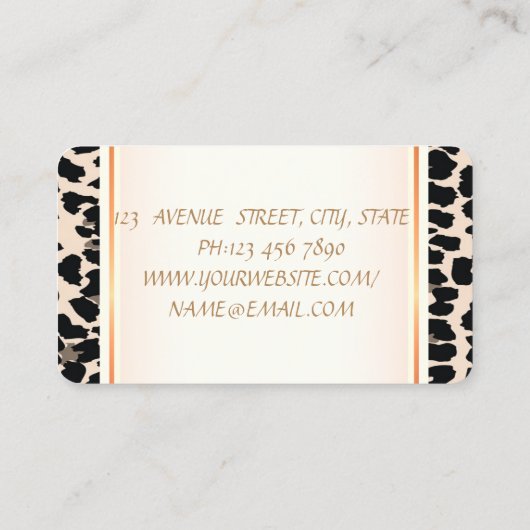 ガーリートレンディーモダンエレガント，レオパード印刷，ドレス 名刺 (裏面)