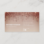 ガーリートレンディーモダン赤面ピンクグリッター 名刺 (裏面)