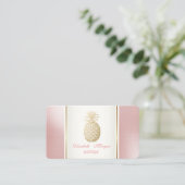 ガーリートレンディーモダン金ゴールドパイナップル熱帯熱 名刺 (スタンド正面)