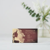 ガーリートレンディーワインレッド&金ゴールドメイクアップヘアスタイリスト 名刺 (スタンド正面)