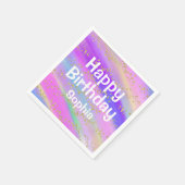 ガーリーハッピーバースデーカラフルユニコーン金ゴールドグリッター スタンダードカクテルナプキン (角)