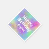 ガーリーハッピーバースデーカラフルユニコーン金ゴールドグリッター スタンダードカクテルナプキン (角)