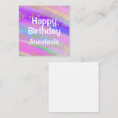 ガーリーハッピーバースデーカラフルユニコーン金ゴールドグリッター ノートカード (正面/裏面)