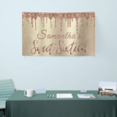 ガーリーハッピーバースデースウィート16バラ金ゴールドグリッター 横断幕 (トレードショー)