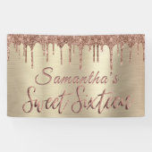 ガーリーハッピーバースデースウィート16バラ金ゴールドグリッター 横断幕 (横)