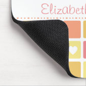 ガーリーハートスクエアパターンレトロデイジー花 マウスパッド (コーナー)